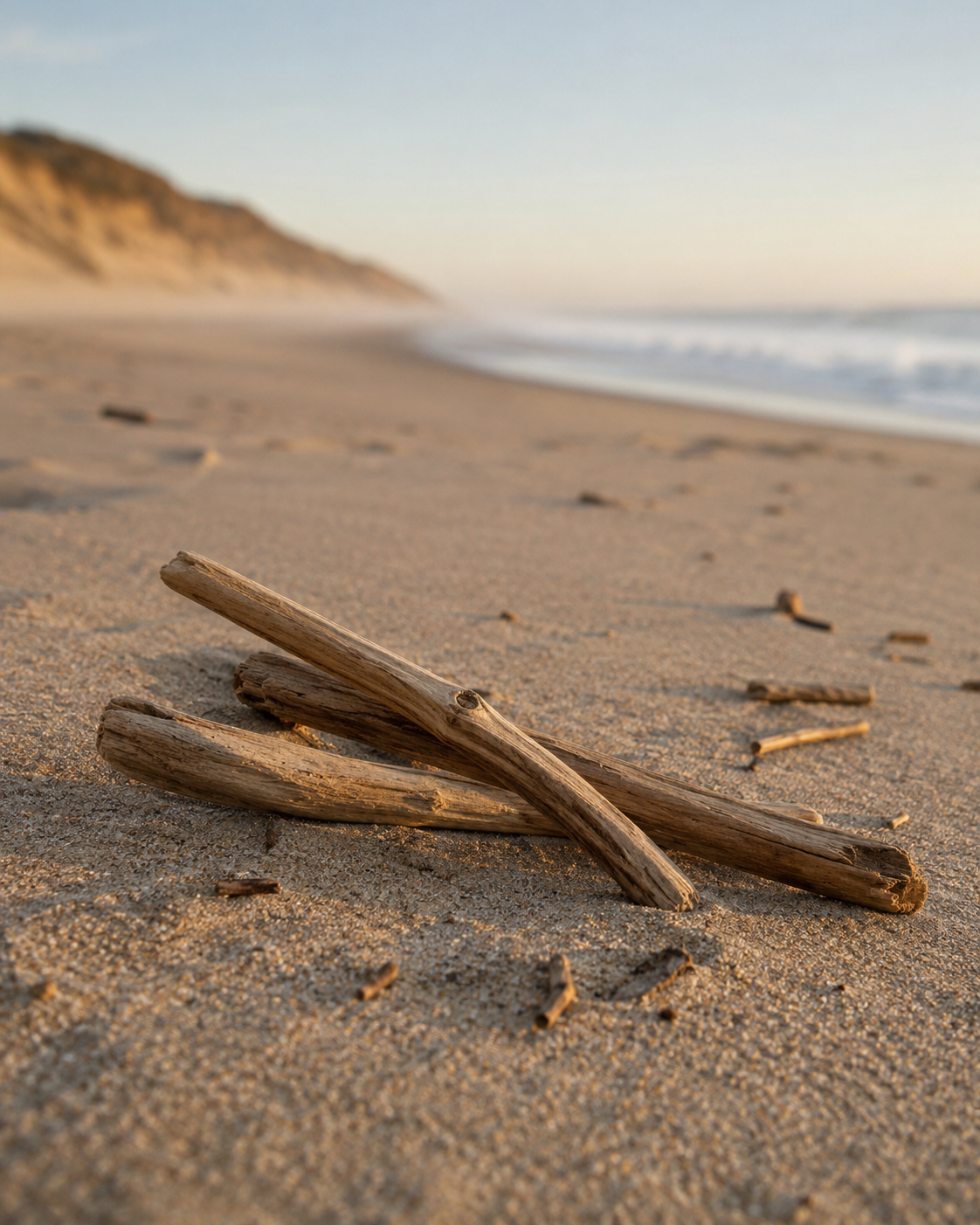 Bois flotté sur une plage des Landes
