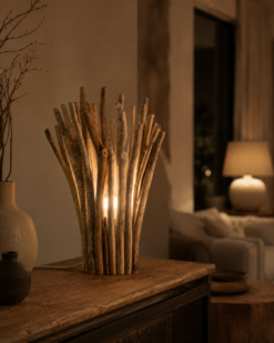 Grande lampe en bois flotté unique – Océane Taille L