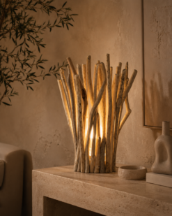 Lampe de table en bois flotté unique – Océane Taille M