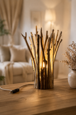 Lampe Océane M Dune allumée dans un intérieur